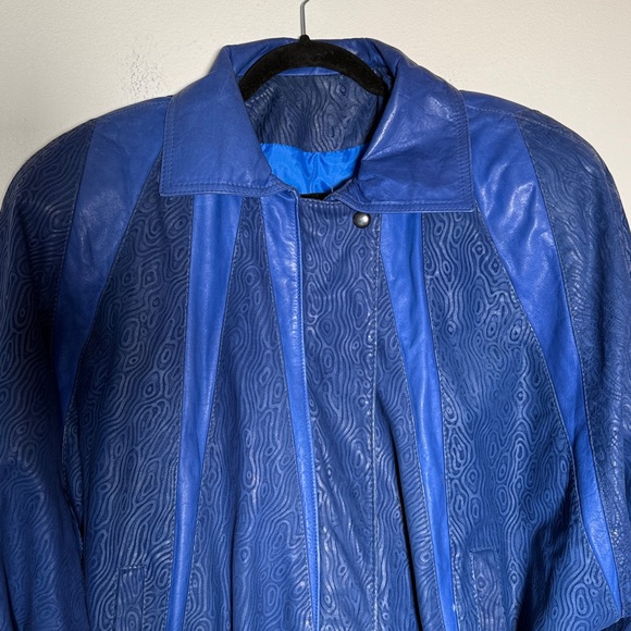 Vintage Gino di Giorgio, textured leather Blue Jacket - Picture 3 of 10